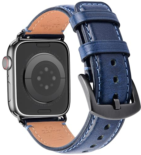Wristitani Compatible Bracelet Apple Watch 49/45/44/42/41/40/38mm,Bracelet de remplacement en cuir de haute qualité Compatible avec Apple Watch Ultra/8/7/6/SE/5/4/3/2/1 pour Hommes et Femmes