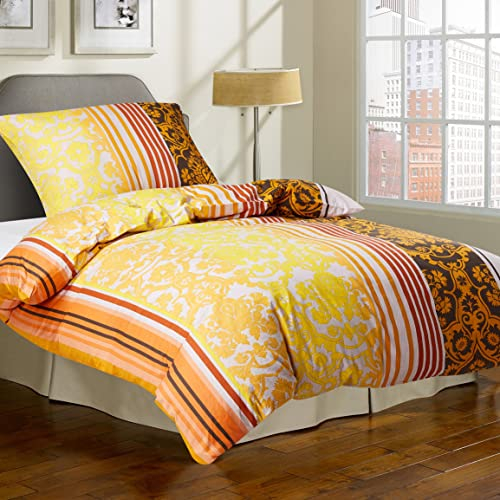 HENGWEI Juego de ropa de cama de 135 x 200 cm, 100 % algodón, certificado Öko-Tex, transpirable y acogedor, con cremallera, funda nórdica de 135 x 200 cm y funda de almohada de 80 x 80 cm, diseño de