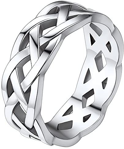 FaithHeart Silberring für Damen Mädchen 7mm breit Bandring Keltischer Knot Fingerring Irischer Celtic Knot Ring