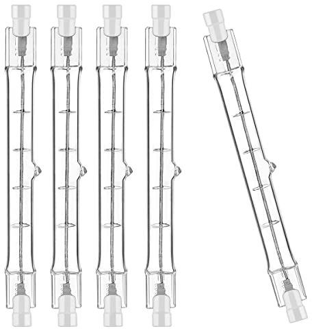 Jaenmsa R7S Lampadine Alogene 118mm 400W,230V 4000lm Dimmerabile R7s Lampadine Alogene,J118 T3 Alternativa al LED R7S,2700K Doppia Testa Lampadina Lineare,Per Lampadina Cappa Cucina, Confezione Da 5
