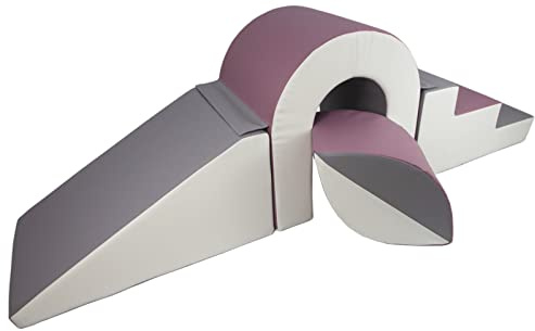 Velinda Brücke-Set 4 Großbausteine Schaumstoffbausteine XXL-Softplay-Spielbausteine (Farbe: weiß, grau, violett)