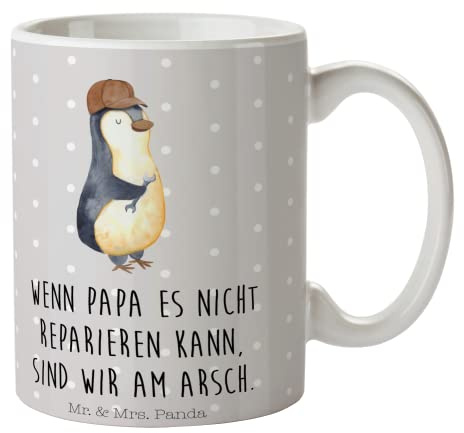 Mr. & Mrs. Panda Tasse Wenn Papa es nicht reparieren kann, sind wir am Arsch - Geschenk, Vati, Tasse Motive, Vater, Designer Tasse, Schwester, Schöne