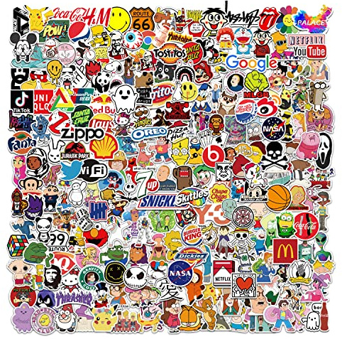 Aufkleber Pack 300 Stück Street Fashion Trendy Stickers Set Wasserdicht Graffitti Decals für Skateboard Laptop Bike Helm Auto Motorräder Gepäck Koffer 90s Cartoon Aufkleber für Jugendliche Erwachsene
