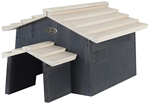 Dehner Natura Premium Igelhaus Yoga, Igelhütte stabil / wetterfest, Futterhaus für Igel, ca. 55 x 28 x 38 cm, Kiefernholz, dunkelgrau
