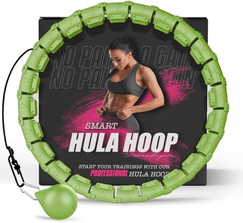 Aro de Hula Hoop para Fitness, aro Inteligente con Peso para Adultos, aro Ajustable con Bola giratoria de 360°, Equipo de Ejercicio para Bajar de Peso en casa