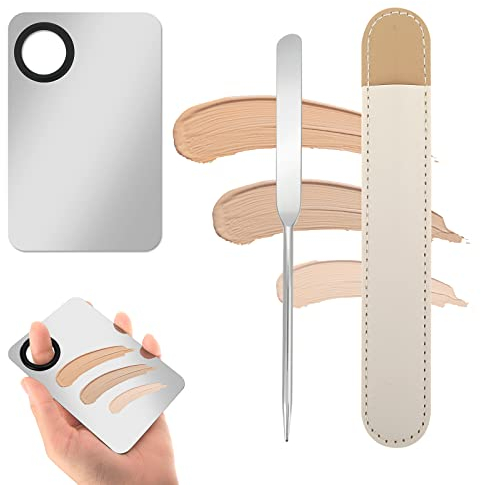 Make Up Mischpalette Kosmetische Palette mit Spatel Make up Palette Edelstahl Spatel und Paletten Set Professionelle Makeup Mixing Werkzeuge für Make-up Nail Art