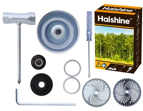 Haishine Lames Tondeuse à Gazon Carbure Tête de Coupe en Acier Inoxydable Compatible avec Les Tondeuses à Gazon, Les Taille-Bordures, Les Désherbeurs avec Kit Adaptateur Universel