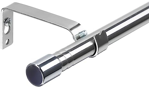 HARRMS Gardinenstange, 16mm Gardinenstangen Silber 76-117cm, Vorhangstange Ausziehbar Edelstahl Scheibengardinenstange mit Halterungen und Endstücken für verdunklungsvorhänge Outdoorvorhänge