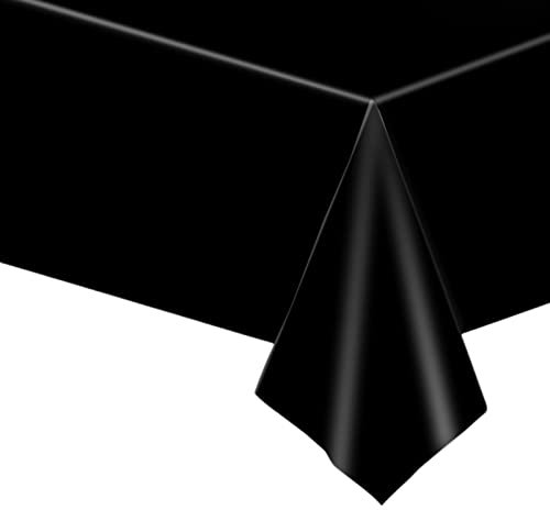 Mantel negro desechable mantel de plástico 137 x 274 cm, mantel rectangular para jardín, mesa de exterior, para gastronomía, fiestas, bodas o hogar