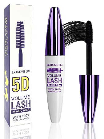 Black 5D Telescopic Mascara for Eyelashes, Waterproof Smudge-proof Long Lasting Colored Mascara, Volume and Length, Non-clump Curling Defining Wimperntusche Makeup, Geschenke für Frauen