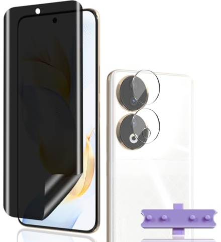 Phlleyaa Pellicola Protettiva per Honor 90,1 Pezzi TPU Privacy Pellicola Protettiva e 1 Pezzi Vetro Fotocamera,Installazione Facile Anti-Spy Pellicola per Honor 90 Vetro Temperato