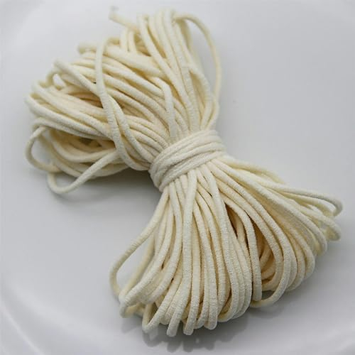 Banda elástica de boca redonda de 10 yardas de 3 mm, cuerda, banda de goma, cinta para colgar en la oreja, cuerda para cinturón, núcleo de aceite, manualidades de costura, color beige, 3 mm, 10 ya