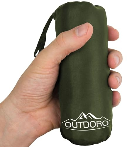 Outdoro Sacco a pelo in microfibra – solo 230 g – Sacco a pelo da viaggio ultra leggero – piccolo, sottile e compatto – Inlett, Travel-Sheet