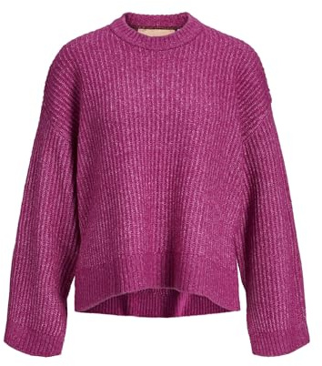 JJXX Jxsigga Diverse Crew Neck Knit Jersey de Punto, Rojo Fucsia. Detalle: Cuello de castaño Nuevo, S para Mujer