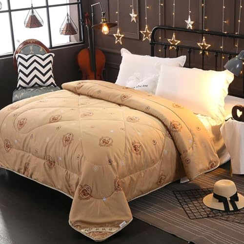 XHCTNN Camel Hair Comforter King Size - Soft Skin Friendly Quilted Quilt Core with Camel Hair Filling, Spring Lightweight Warm Quilt Home Decor Gift Box Packaging(A,200 * 230cm/2.5kg)