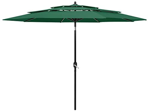 MNISDFL Parasol Ombrellone per piante Parasol Balcone Ombrelloni Ombrellone con Cavalletto in Alluminio 3 Veli Sabbia 2 m, verde, 300 x 243 cm (Durchm. x H)