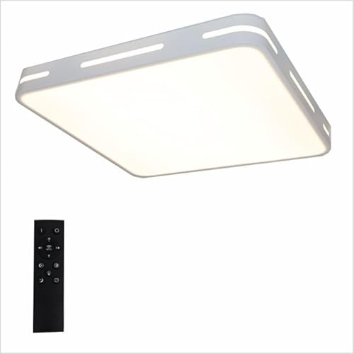PAPUQ Lampara de Techo Led 40w con mando a distancia, luz Regulable en color e intensidad 2700K-6500K, 4000LM, Blanco, Cuadrado 40x40cm
