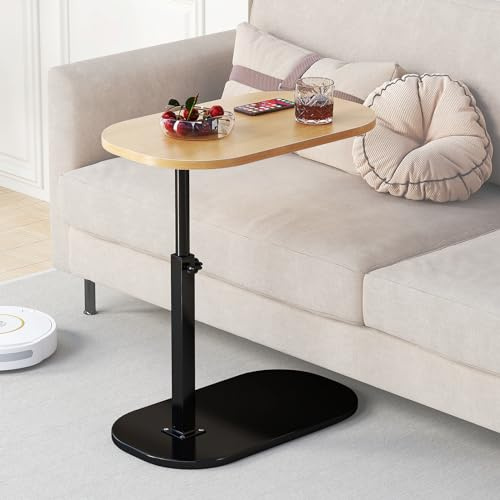 YUTVCZO Table d'appoint en Forme de c Hauteur réglable, 360 ° pivotante canapé Table d'appoint pour canapé/LIT/Baignoire, Petite café Moderne C Tables pour Salon/Chambre/Balcon, Hauteur 45-80cm