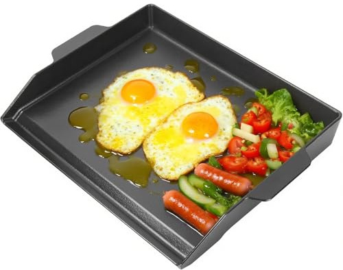 WEBROIL Universal Cast Iron Cooking Griddle Insert,Pre-Seasoned Nonstick Coating Griddle Pan for Gas Grill,BBQ Flat Top Grill Plate with High Sidewalls for All Grills and 4 Burner Range Oven,23 x 16