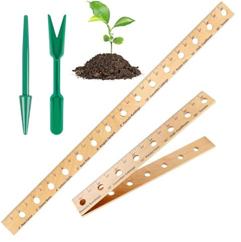 Règle de plantation – Règle pour en bois, précision pour plongeur de | Ensemble de règles de plantation pliables avec trou, ensemble d'outils de jardinage, règles d'espacement et