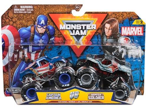 Monster Jam, Marvel - Camiones monstruos de metal oficial de Marvel Vs Winter Soldier (escala 1:64)