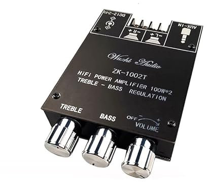 Hi-Fi-förstärkare,Audioförstärkare Bluetooth 5.0 100W+100W Tone TPA3116D2 Klass D HiFi Stereoljud Digital effektförstärkarkort Hemmabio Equalizer Amp(Zk502t)