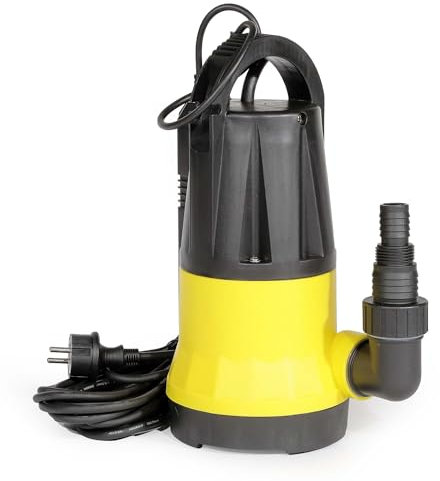 Wiltec Bomba de aguas residuales con sensor 900 W, bomba de agua sumergible con 2 modos, bomba de agua 15000 l/h, bomba de pozo 8,5 m de altura de impulsión y 7 m de profundidad