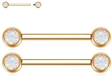 AROWRO Piercing per capezzolo in titanio con parte posteriore piatta, piercing per lingua con filettatura interna, anello per capezzolo, piercing per lingua, piercing per lingua