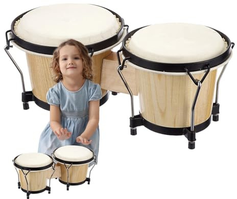 Bongo Drum, Bongo Drum per bambini - Strumento a percussione educativa,Bongos da 6 e 7 pollici per bambini adulti principianti, strumenti a percussione educativa
