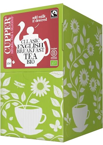 Cupper Bio Schwarztee English Breakfast | 250 Teebeutel Big Pack | Kräftiger Schwarztee | plastikfrei & ungebleicht | perfekt fürs Büro | fair gehandelt