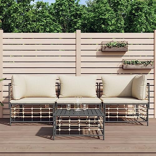 Fasba 4-TLG. Gartenlounge, Balkonlounge, Gartensofa, Terrassensofa, Loungesofa Outdoor, Loungemöbel Garten Rattan, Gartenmöbel Set Rattan Wetterfest/ 3186696