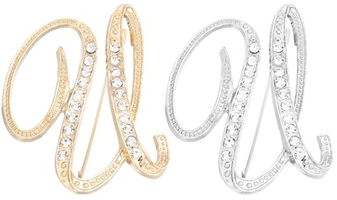 PATIKIL Brief Brosche Pins, Stück Buchstaben Strass Perle Broschen Set Metall Kristall Alphabet A-Z Reversnadel für Damen Schmuck Geschenk Anzug Kleidung Hut Kleid,