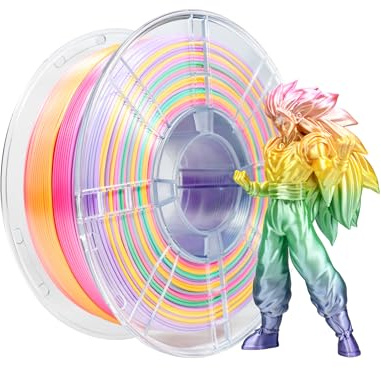 iBOSS mehrfarbig PLA+ 3D-Druckerfilament 1,75 mm, PLA Seide Regenbogen Farbverlauf 3D-Druckerfilament 1 kg (2,2 Pfund),Bunter Regenbogen
