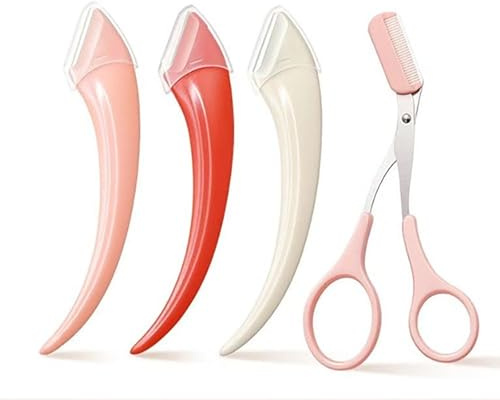Anfänger Sicherheit Augenbrauen Rasiermesser, Edelstahl Augenbrauen Rasierer Augenbrauen mit Kamm, Halbmondklinge mit Mikroguard Eyebrow Trimmer, tragbare Augenbrauen-Schönheitszubehör (Mixed color)
