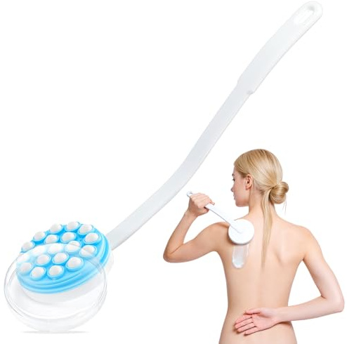 Eincremehilfe für Rücken, 2 in 1 Rückeneincremer, 45cm Rücken Eincremehilfe, Rückencremer Applikator, Rückenbürste mit Langem Stiel, Rückeneincremhilfe für Männer und Frauen