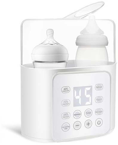 Chauffe Biberon, Chauffe Biberon Électrique Rapide 9 en 1 Multifonction pour Lait Maternel ou Formule, avec Minuterie Numérique Contrôle intelligent de la Température et Arrêt Automatique, 220V