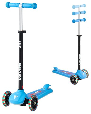 VEVOR Monopattino con 3 Ruote per Bambini da 3 Anni, Monopattino Carico max. 75kg 3 Altezze 710/755/800 mm, Ruote Luminose φ120 mm, Manico Antiscivolo, Pedana Antiscivolo, Blu