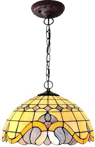 Dualbao Lampada a Sospensione Grande in Vetro colorato Stile Barocco mediterraneo Beige, con Colori Blu, Rosso, Crema, Viola e Bianco, Moderno Minimalista, da Appendere, Ideale,Viola,16‘’