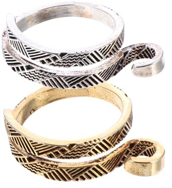Alipis Anillos de Dedal para Tejer 2 Piezas Metálicos Plateado y Dorado Compactos y Multifuncionales para Manualidades y Devanador de Hilo Accesorios para Labores de Lana y Ganchillo