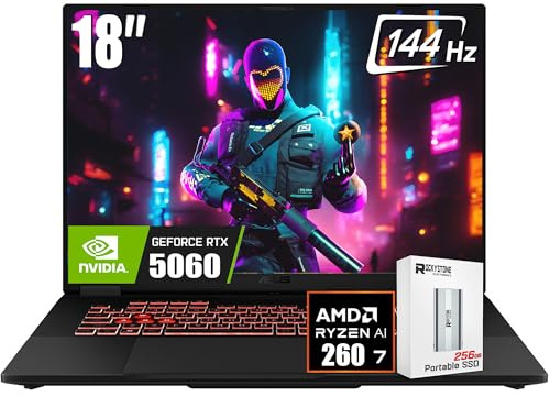 ASUS TUF A18 Gaming Laptop - AMD Ryzen 7 260 Beat i9-13905H - NVIDIA RTX 5060-32GB RAM -1TB SSD -18 WUXGA Display - RGB Backlit Keyboard -Windows 11 -FHD Camera, W/RSE Accessories Bundle
