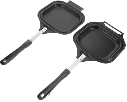 BESPORTBLE Sartén Desmontable para Sándwiches Doble Cara Antiadherente, Molde de Hierro para Hornear y Freír, Bandeja para Camping y Cocina Doméstica, Molde para Pan de Sándwich Práctico
