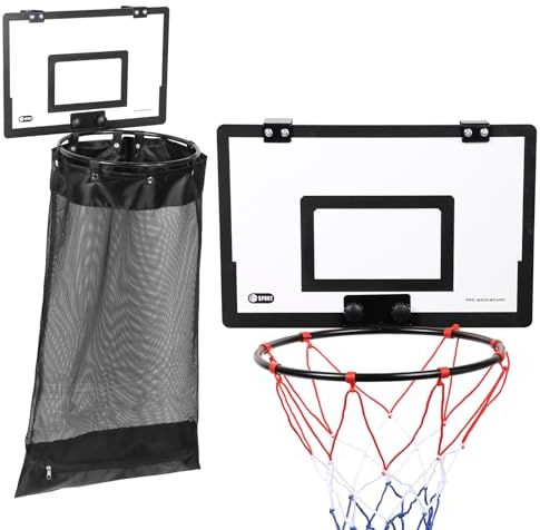 Über-der-Tür-Basketball-Wäschekorb 2-in-1-Holz-Basketballkorb Platzsparender hängender Wäschekorb für Kinder, Wäscheaufbewahrung mit Reißverschluss für Wohnheim, Schlafzimmer, Badezimmer(schwarz)