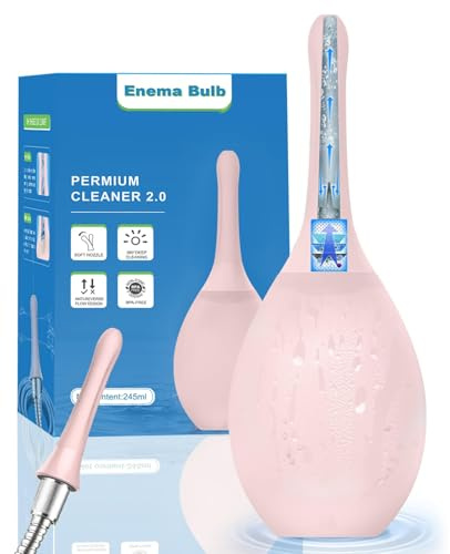 Ducha Anal de Silicona 245ML para Higiene Íntima, Sistema Antirretorno con Filtro de Agua, Irrigador Íntimo Compatible con Ducha para Hombre y Mujer, Limpieza Íntima Suave y Cómoda, Rosa