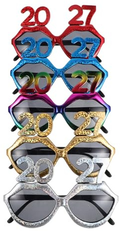 NUOBESTY 5 Stück Neujahrsbrille als Fotorequisite für Silvester Party mit Lustigen Lippen für Feier und Zubehör