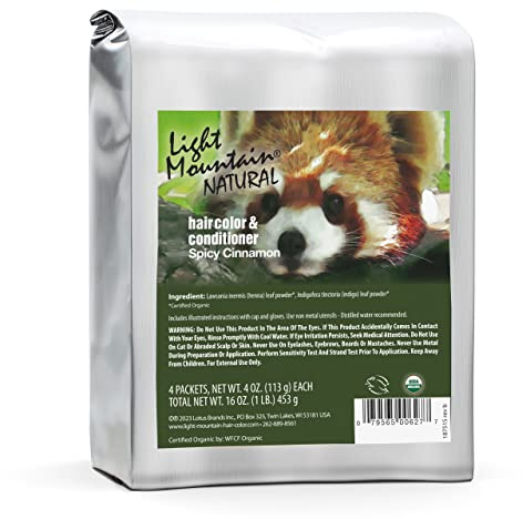 Light Mountain Henna Hair Color & Conditioner - Spicy Cinnamon Hair Dye for Men/Women, Organic Henna Leaf Powder and Botanicals, Chemical-Free Semi-Permanent Hair Color, 16 Oz