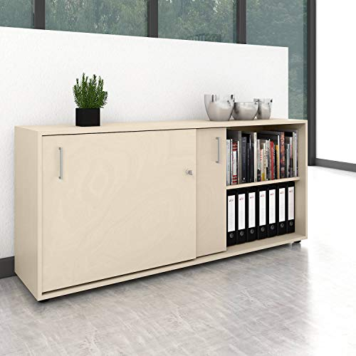 Weber Büro Schiebetürenschrank Sideboard NOVA 2OH 1640 x 740 mm Ahorn