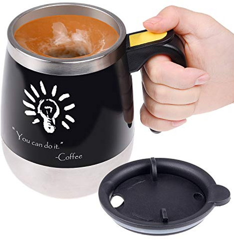 Kare & Kind Tazza da caffè auto-mescolante, in acciaio inox, per mescolare caffè, tè, cioccolata calda, latte, frullato proteico, brodo, ecc. Ideale per ufficio, scuola, palestra, casa, 400 ml