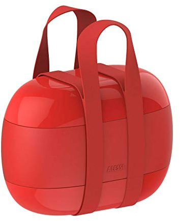 Alessi Food à Porter | SA02 G - dreiteilige Brotbox aus Thermoplastik-Kunststoff, rot.,10 cm