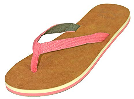 MADSea Damen Zehenstegpantolette Tropical | Flip Flop Zehentrenner Thong Sandale Badelatschen | Pantoletten Sommer Strand Garten, Rosa Beige, 40 EU