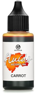 Octopus Fluids Alcohol Ink CARROT, Alkoholtinte Orange, 30 ml | Transparente, schnell trocknende Künstlerfarbe für Alcohol Ink Art auf Yupo und glatten, nicht porösen Oberflächen